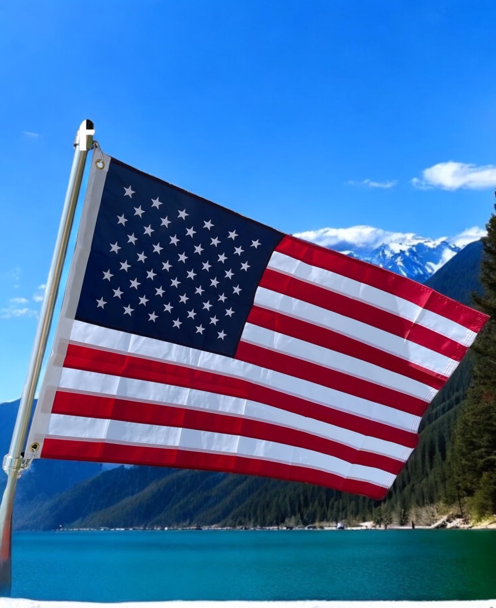 Pontoon Boat Aluminum Flagpole Kits with American Flag